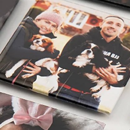couple with dogs photo magnet